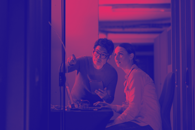 Engineers working on IBM managed infrastructure services